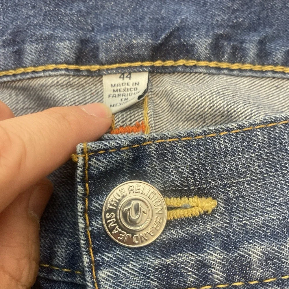 True Religion Straight Jeans Mens Size 44x34 Baggy Wide Leg Y2K‎ Blue Denim